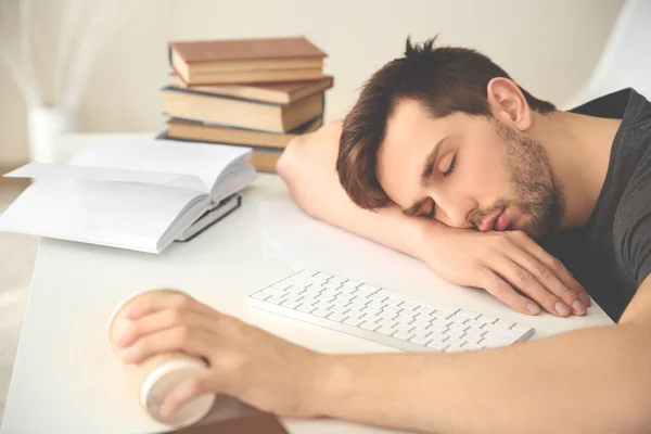 Man fell asleep during reading.