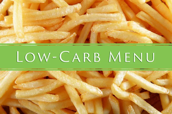Text Low-Carb Menu on french fried potatoes background