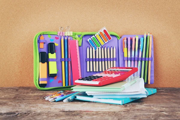 Pencil case with various stationery