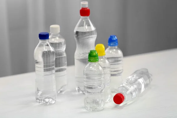 Bottles of water top view