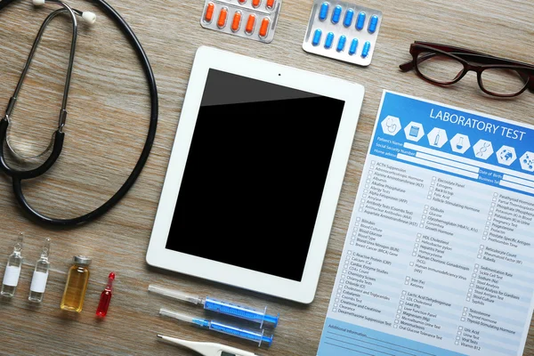 Doctor table with medicines