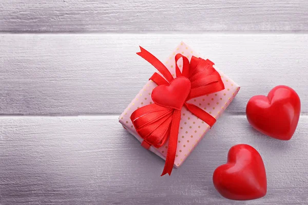 Gift box and decorative hearts