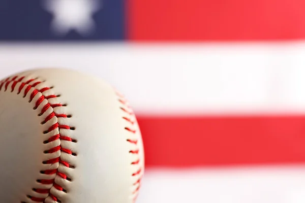 Baseball on American flag background