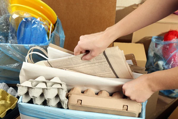 Woman sorting waste