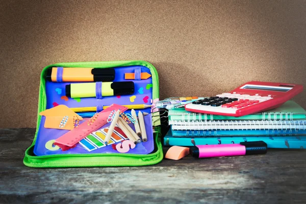 Pencil case with various stationery