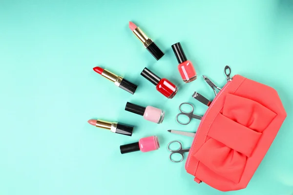Makeup cosmetics and manicure tools