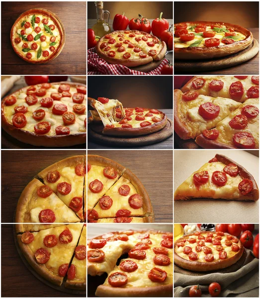Collage of pizza margarita