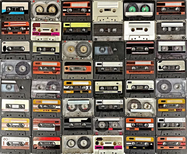 Collection of audio cassettes.