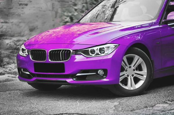 Purple moving car