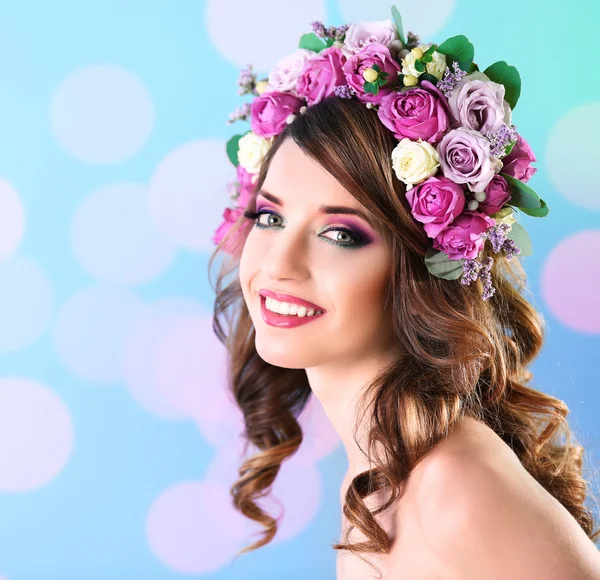Woman wearing floral headband