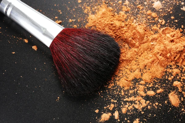 Makeup brush with cosmetic powder