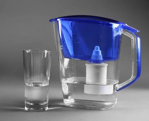 Blue water filter with glass