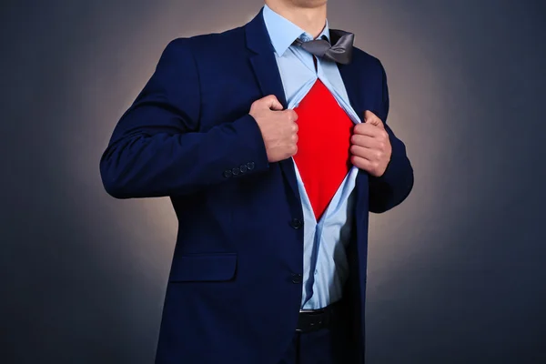 Young businessman super hero