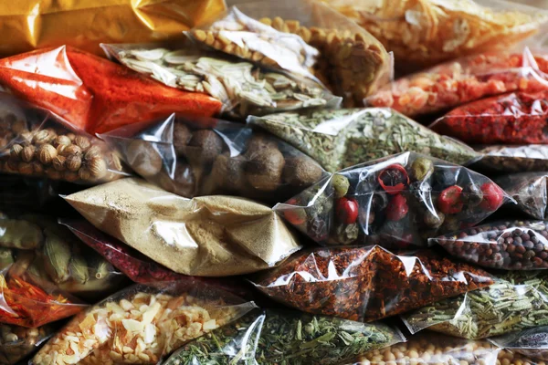 Different spices in bags