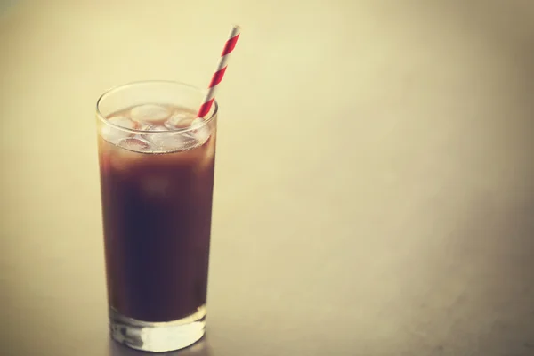 Iced coffee with straw