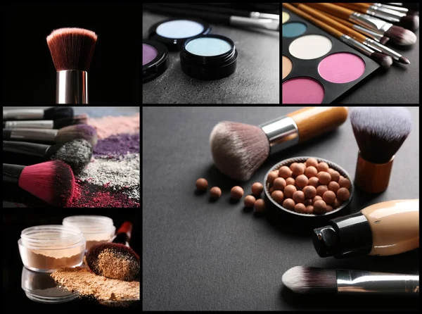 Collage of cosmetic products.