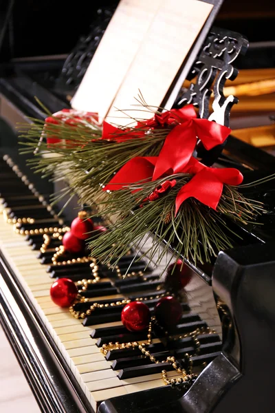 Christmas decoration on piano keys