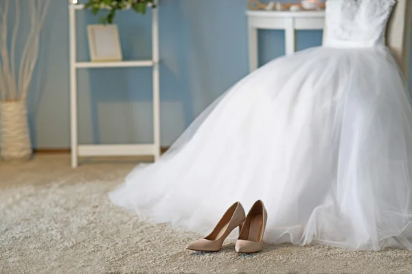 Shoes and wedding dress