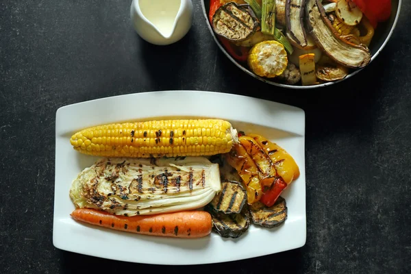 Tasty dishes of grilled vegetables