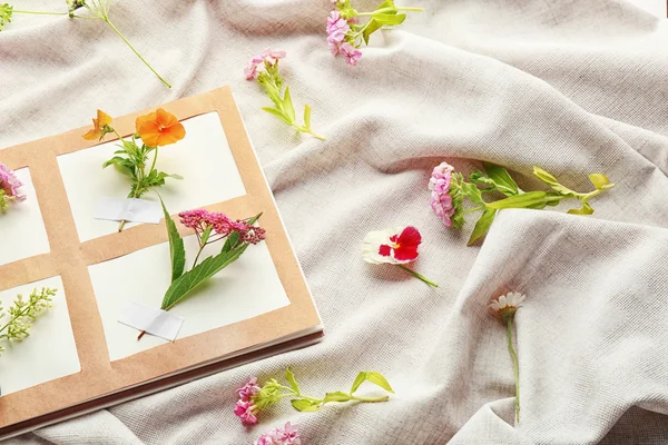 Collection of flowers in notebook