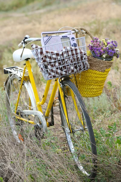 Bicycle with basket of flowers