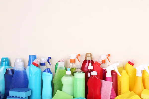 Cleaning products on shelf