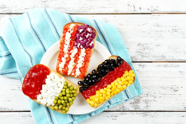 Sandwiches with different flags