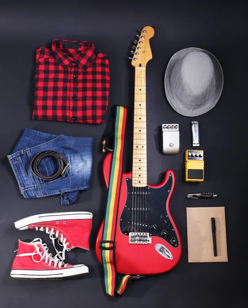 Musical equipment, clothes and footwear