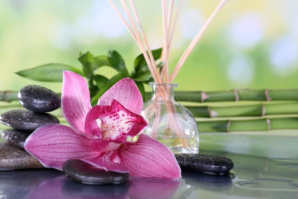 Spa stones and bamboo branches