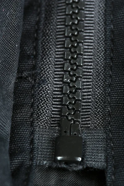 Zipper on clothes close up