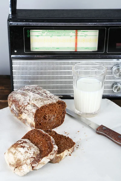 Rye bread and glass of milk