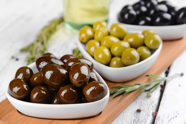Marinated olives on table