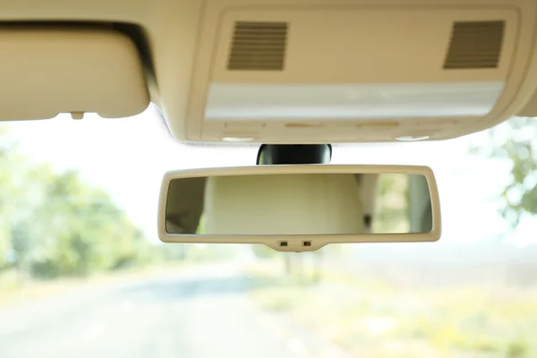 Car rear view mirror, close up