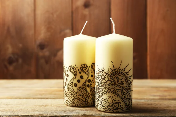 Beautiful candles with mehendi