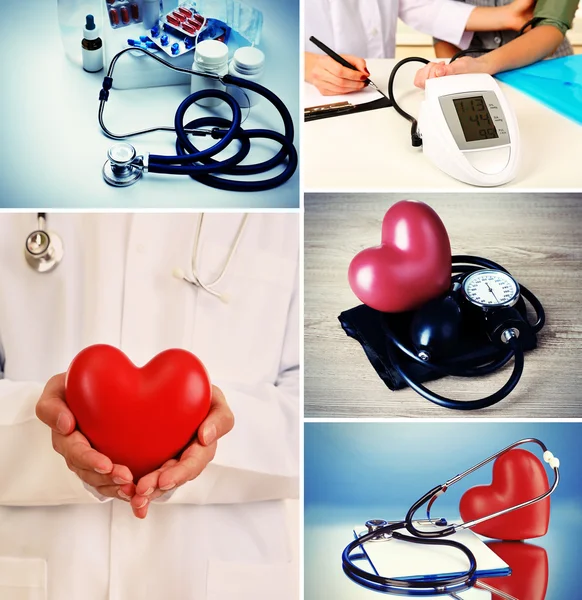 Collage of medical images. Cardiology concept