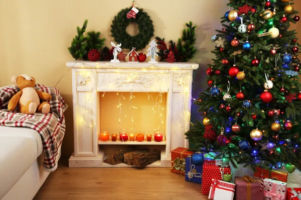 Christmas interior with sofa