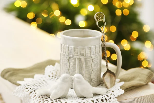 Hot drink and Christmas decorations