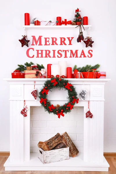 Fireplace with Christmas decoration