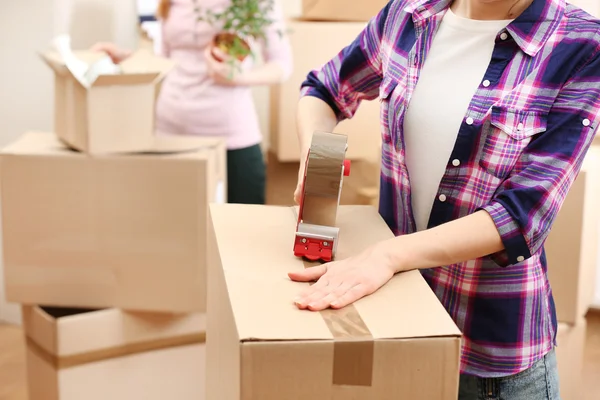 Packing boxes close-up