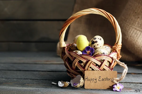 Bird eggs in wicker basket