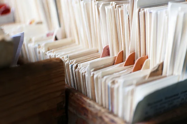 Catalog cards in library, closeup