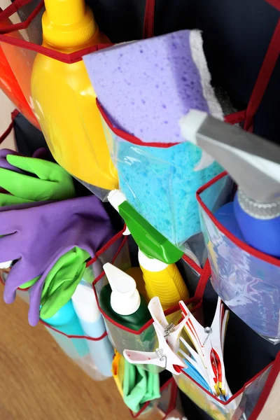 Household chemicals in holder