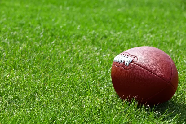 Rugby ball on green field