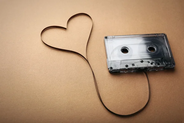 Cassette with magnetic tape in shape of heart