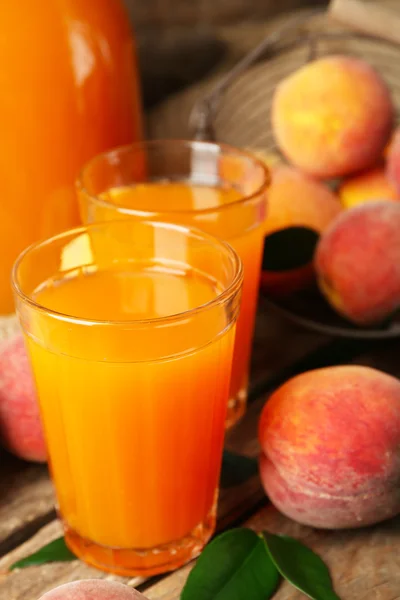 Ripe peaches and glass