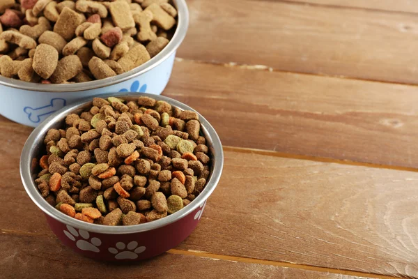 Dog food in bowls