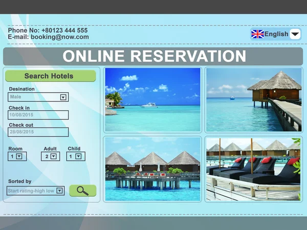 Screen interface. Booking hotels