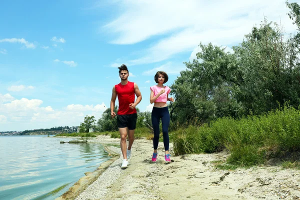 Young people jogging