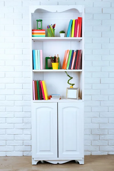 Books and decor on shelves
