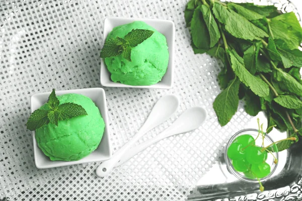Homemade mint ice-cream